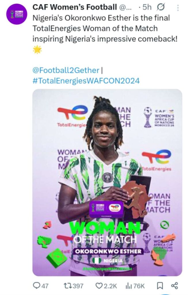 Nigeria's epic comeback beats Morocco to Win WAFCON 2024