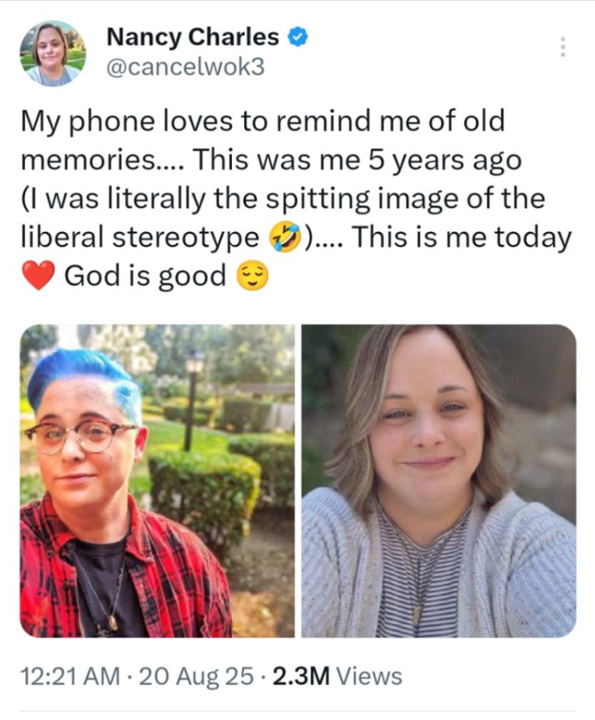 Former LGBTQ activist, Nancy Charles shows off transformation after finding God, becoming Christian