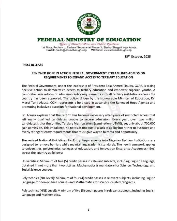 JAMB no longer a Requirement for Admission into tertiary Institutions - FG