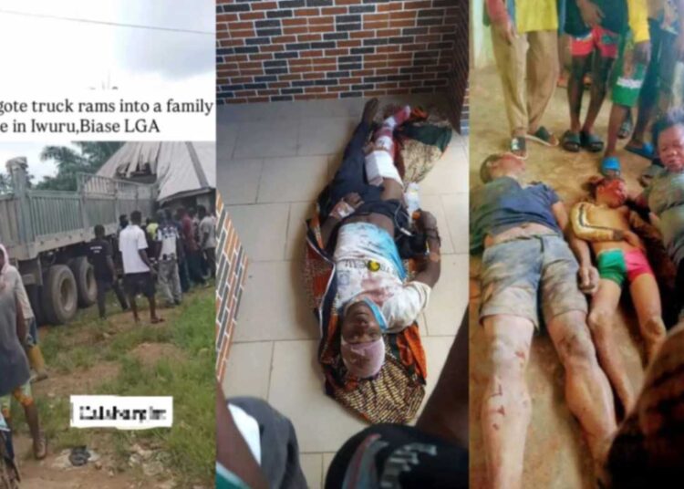 VIDEO: Dangote Truck Rams Into A Family House In Cross River, Killing Three Persons