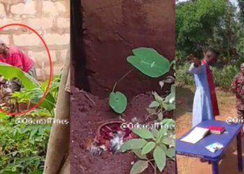 VIDEO: Shocking Moment Elderly Man Was Caught On Camera Burying Charms On Someone’s Land
