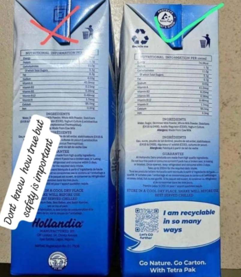 Difference between Fake and Original Hollandia Yoghurt