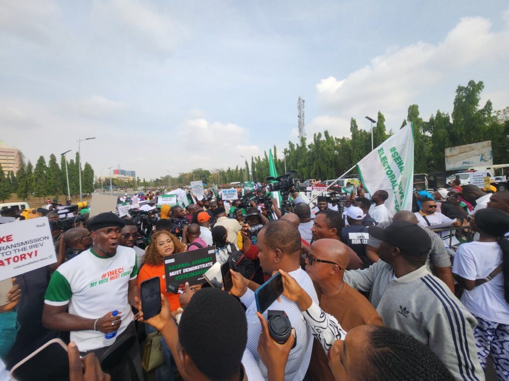 Peter Obi leads protesters to National Assembly over real-time transmission of election results