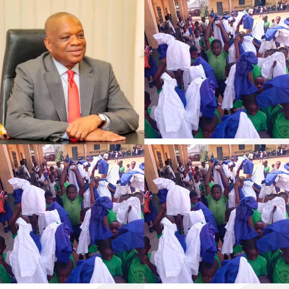 Senator Orji Kalu Distributes Educational Materials in Ohafia, Unveils Completed Projects, Says More Are Underway