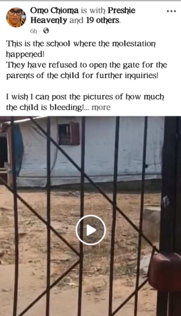 Outrage in Aba as School Security Guard Defiles 3-Year-Old Nursery Pupil