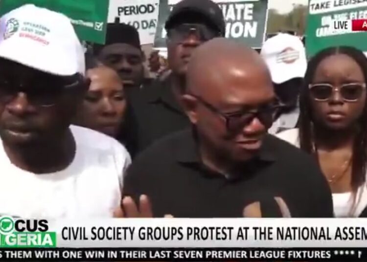 Peter Obi leads protesters to National Assembly over real-time transmission of election results